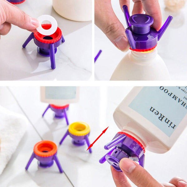 Toss It Bottle Cap Stand Kit Plastic Bottle Holder Shampoo Leakproof Cover