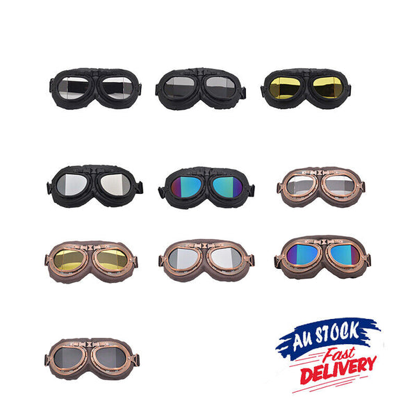 Vintage Pilot Motorcycle Racing Goggles Aviator Retro ATV UTV Dirt Bike Eyewear
