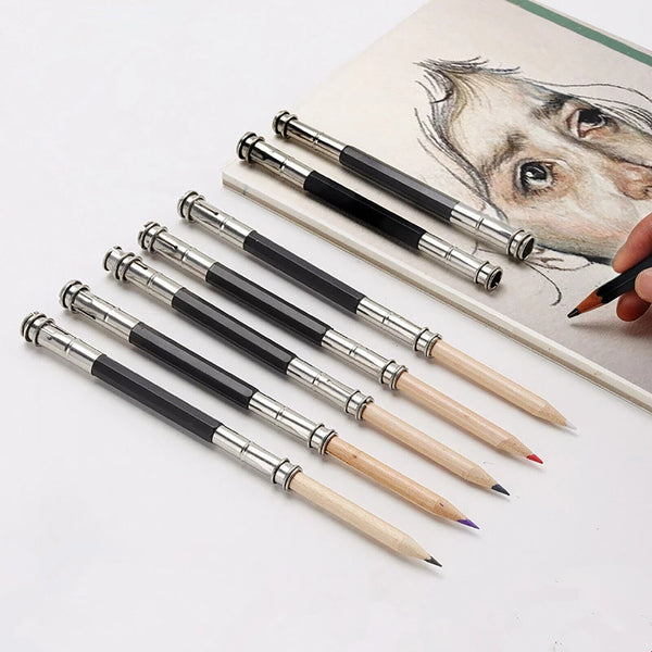 16pcs Adjustable Pencil Extender Pen Lengthener Holder Art Tool Double Head Tool