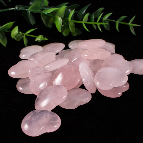 10X Heart Shaped Natural Rose Quartz Crystal Palm Healing Love Gemstone Pink AU