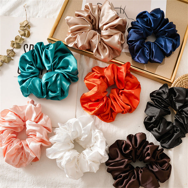 Silk Satin Elastic Hair Scarf Scrunchies Hair Bands Rope Tie Luxury Accessories