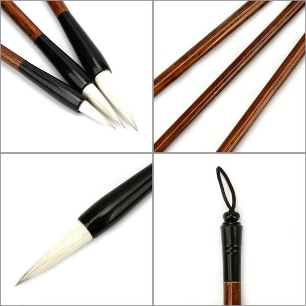 3x Chinese Japanese Calligraphy Brush Set lnk Art Painting Writin Pro Wolf Hair