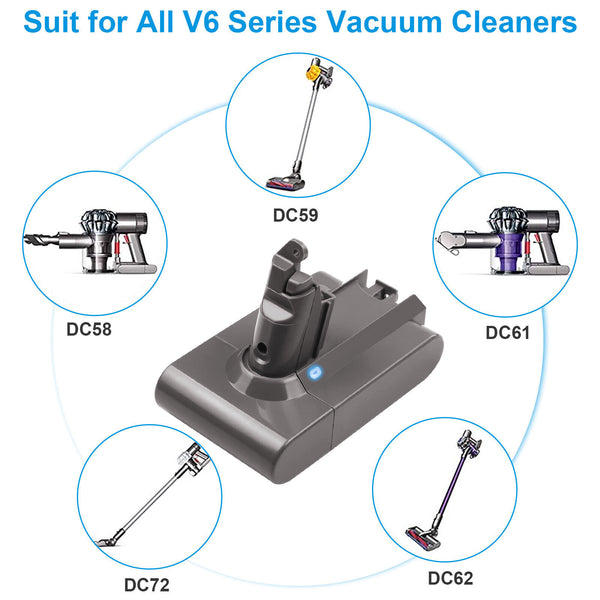 9.5Ah For Dyson V6 Battery Animal Slim Absolute Motorhead Trigger SV03 DC61 DC62 - Lets Party