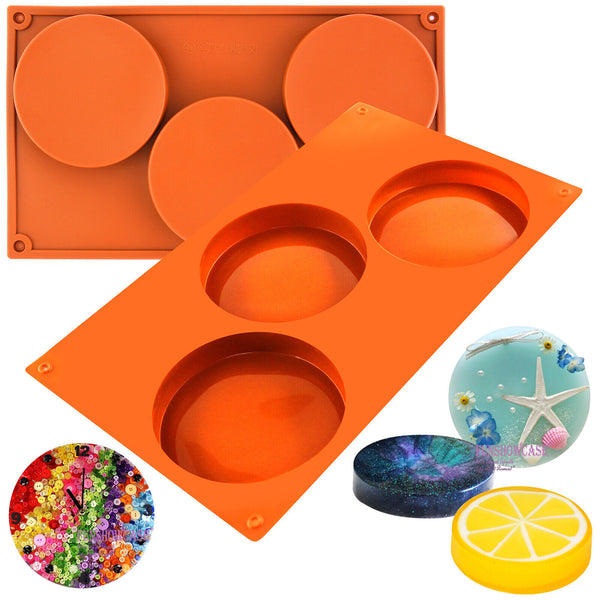 3-Cavity Silicone Cake Pie Custard Tart Resin Mold Bakeware Coaster Tray Moulds