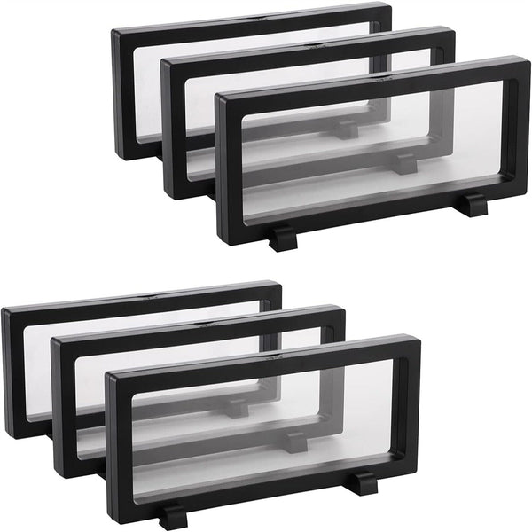 10 Pack 3D Floating Frame Holder Stand Box Clear Jewelry Ring Coin Display Case