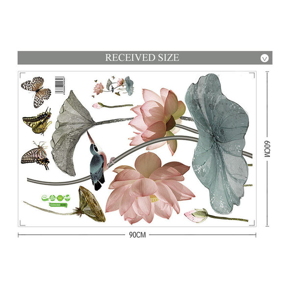Lotus Flower Chinese Calligraphy Wall Stickers Vinyl Decal Home Decor Art Mural - Lets Party
