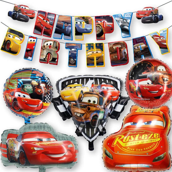 Cars Theme Party Supplies Set – Kids Birthday Banner, Balloons & Tableware Kit