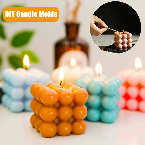 6/15 Cavities 3D Cube Candle Mould Silicone Wax Bubble Cake Dessert Plaster Mold