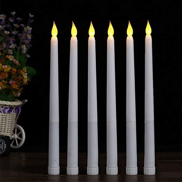 12x LED Flameless Taper Flickering Battery Operated Candle Light Wedding Party