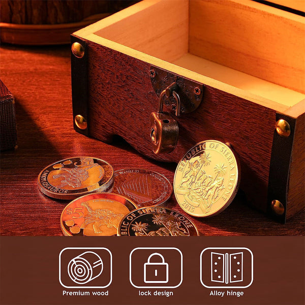 Wooden Treasure Chest Retro Money Storage Box Case Coin Piggy Bank Organizer AUS
