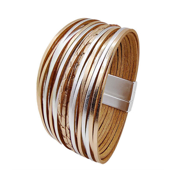 Multiple Gradient Leather Wristband Bracelet Bangle Magnetic Clasp Bracelet AU
