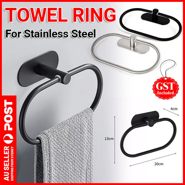 Stainless Steel Oval Hand Towel Ring Rack Rail Holder Wall Mounted Bathroom Tool