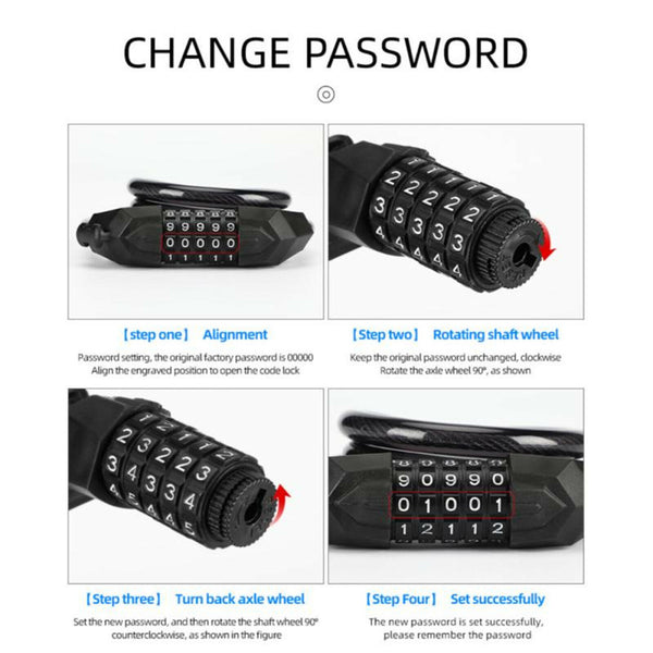Bike Bicycle Cycling Lock 5-Digit Combination Security Cable Lock 12*1200mm AU