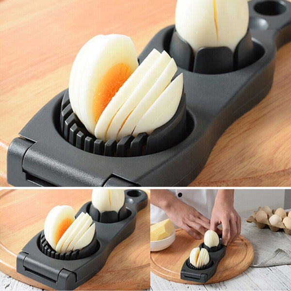 2 in 1 Egg Cutter Stainless Steel Cutting Egg Slicer Slicing Gadgets Kitchen AU