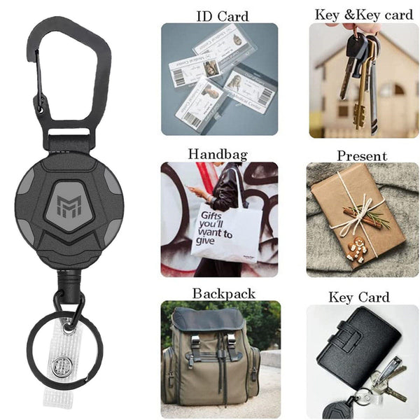 2pcs Retractable Heavy Duty Pull Ring Key Chain Recoil Keyring Wire Rope Key Holder