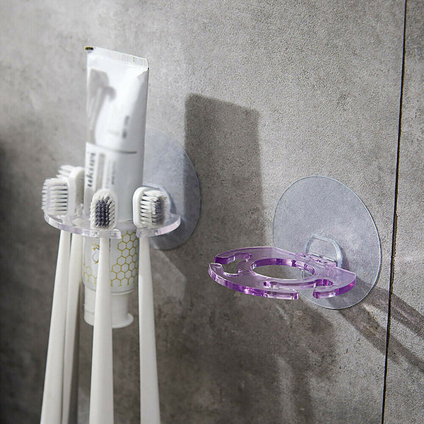 3PCS Toothbrush Holder Wall Mount Sucker Bathroom Suction Cup Toothpaste Storage