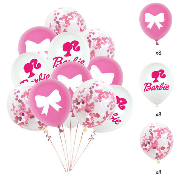 24/48PCS Balloon Set Birthday Pink Girl Party Decoration Supply For Barbie Latex