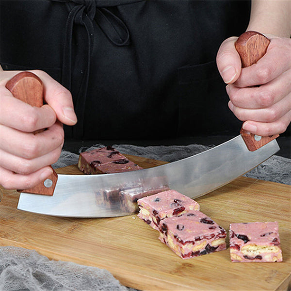 Kitchen Pizza Cutter Rocker Blade Slicer Herb Chopper Vegetable Baking Tool