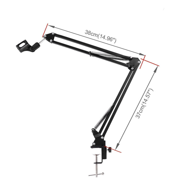 Condenser Microphone Kit Studio Suspension Boom Scissor Arm Stand W/ Pop Fliter