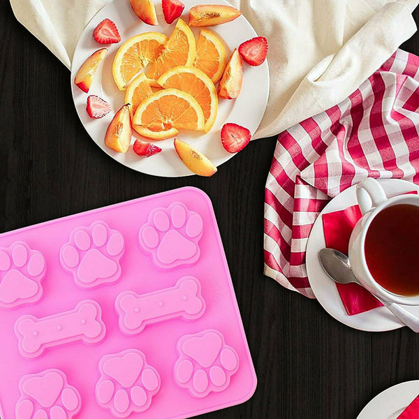 Silicone Chocolate Mould Cat Paw Dog Bone Choc Block Ice Tray Cake Cookie Mold