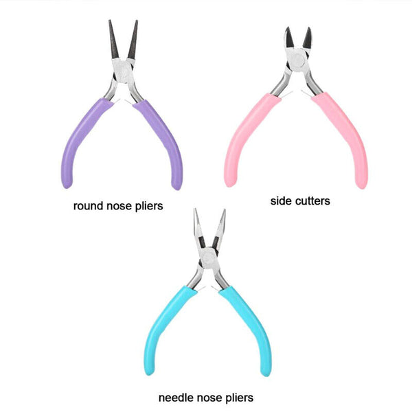 3x Beading Jewelry Making Tools Wire Cutter Mini Pliers Set Jewellery Repair Kit - Lets Party