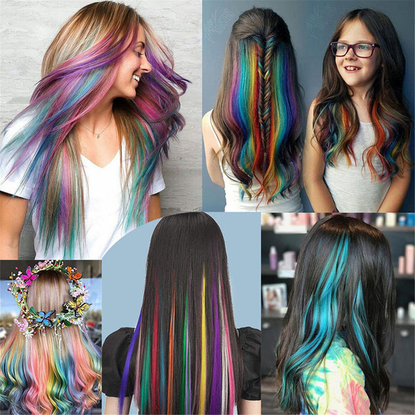 Clip On In Hair Extension Long Hair Coloured Synthetic Crochet Party Highlights