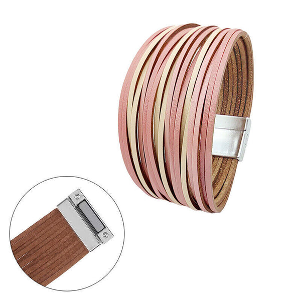 Multiple Gradient Leather Wristband Bracelet Bangle Magnetic Clasp Bracelet AU