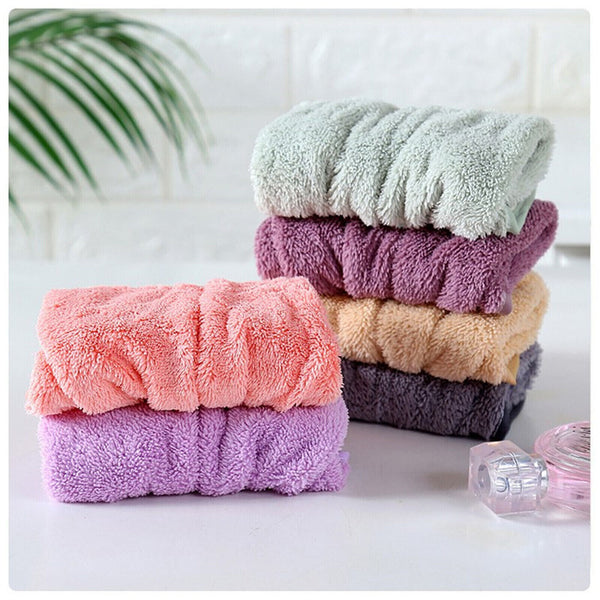 5X Coral Fleece Hand Towel Flower Kitchen Bath Hanging Water Absorbent Soft Wipe