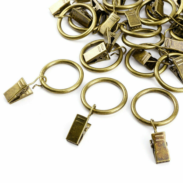 20x Multipurpose Window Curtain Clothes Metal Clips Rings Hook Hanging Dark Gold