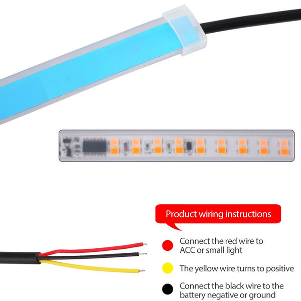 2x 60CM Car LED Strip DRL Turn Signal Switchback Indicator Daytime Running Light