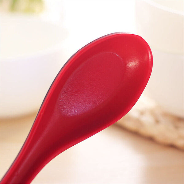 10PCS Soup Ramen Spoons Asian Chinese Japanese Utensils Long HandleHook Flatware
