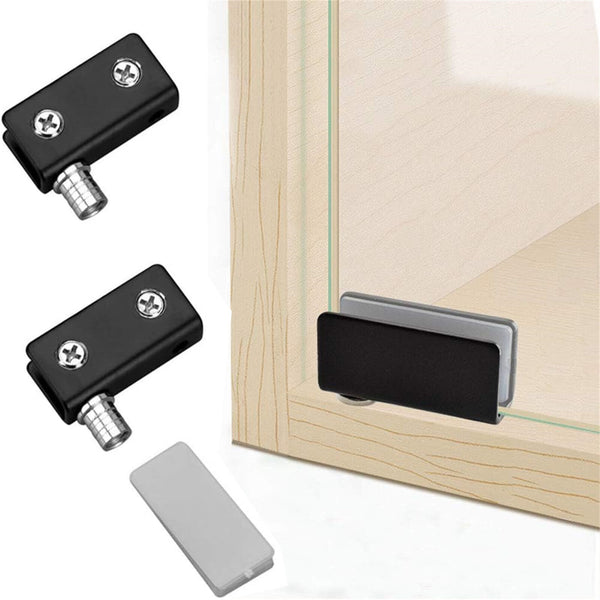 Glass Door Hinges Stainless-Steel Cabinet Pivot Hinge Clip No Drilling