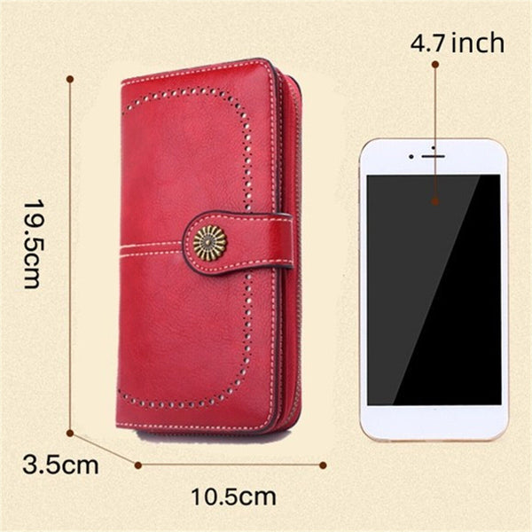 2PCS PU Leather Wallet- Zipper Lady Long Card Holder Coin Phone Bag Case Purse