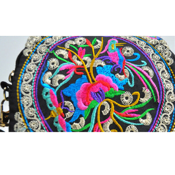 Women's Crossbody Shoulder Bag Embroidery Handbag Mobile Phone Purse Pouch Case