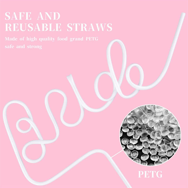 2PCS Bride To Be Party Straws – Bachelorette Hens Party Drinking Straws (White & Pink)