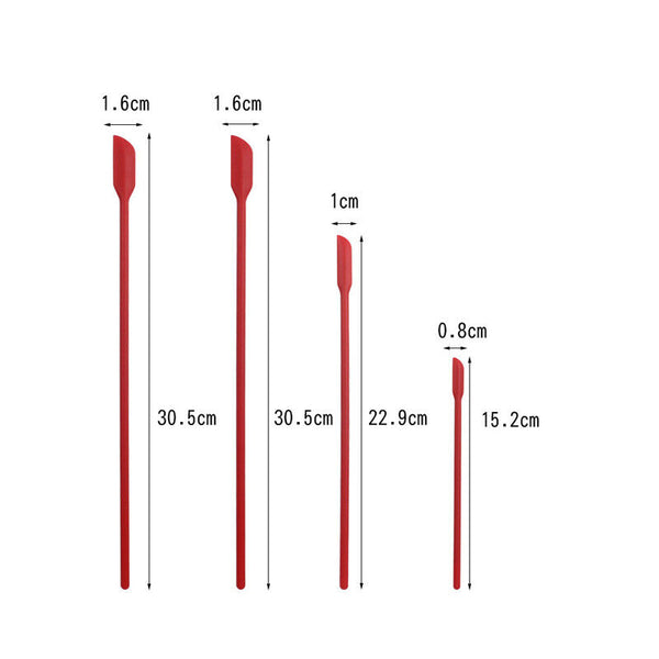 4x Silicone Mini Spatula Jar Scraper Scoop Tip Long Spatula Cosmetic Bottle B8A3