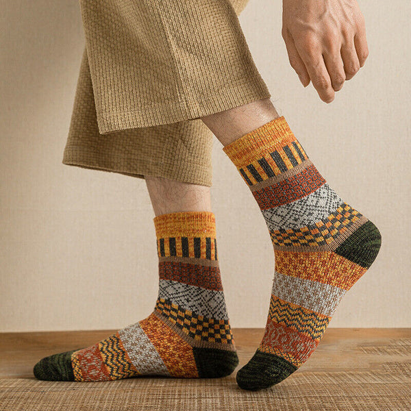 5 Pairs Winter Nordic Wool Blend Cashmere Thick Warm Knitted Thermal Crew Socks