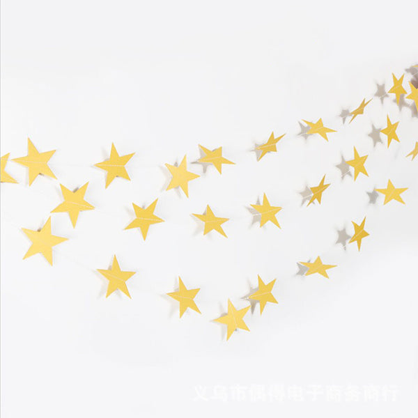 4pcs 4M Gold Paper Star Hanging String Garland Party Wedding Birthday Decor AUS