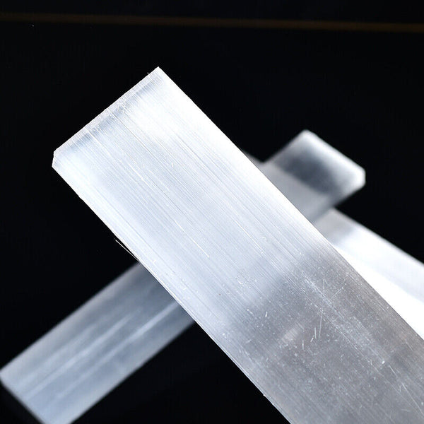 3x Selenite Crystal Sticks Transparent Gypsum Reiki Healing Energy Mineral Wands