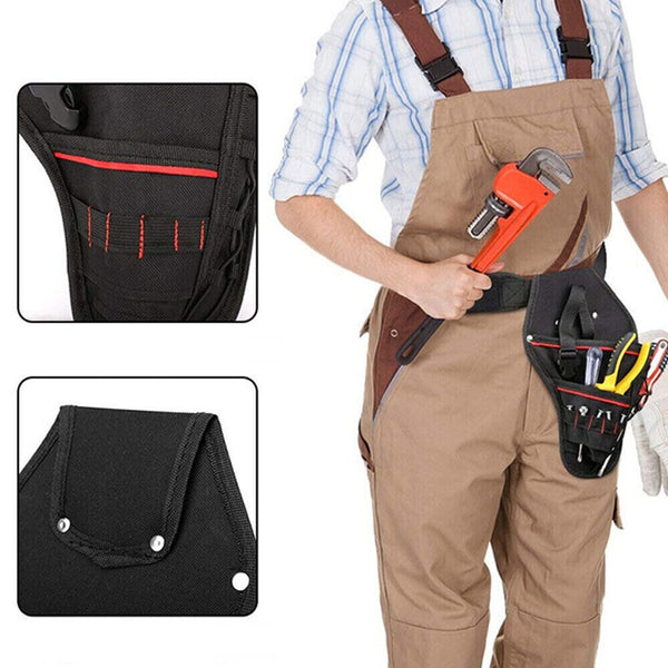 Heavy Duty Drill Holster Belt Pouch Bit Holder Hanging Waist Storage BagTool1-3x