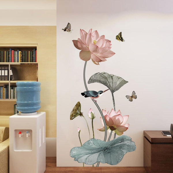 Lotus Flower Chinese Calligraphy Wall Stickers Vinyl Decal Home Decor Art Mural - Lets Party