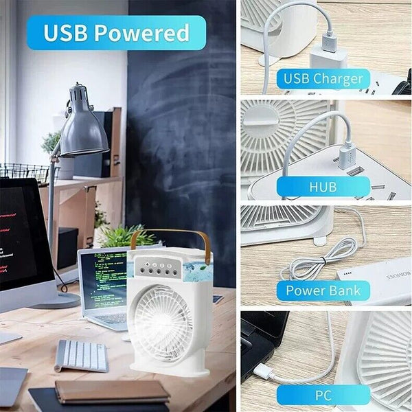 3 Speed Desk Misting Fan Spray Water Mist Fan Nightlights with 600ML Water Tank