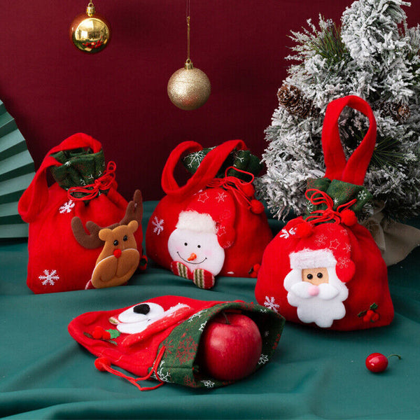 Christmas Candy Treat Bags Gift Wrapping Bag Xmas Party Drawstring Decor Bags AU