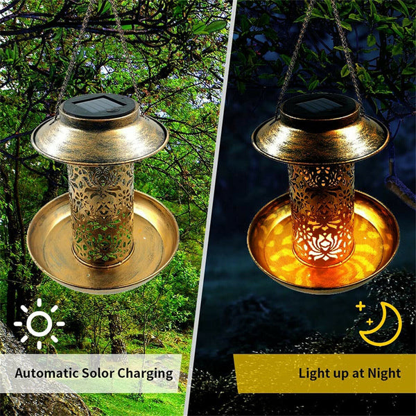 Solar Bird Feeder Hanging Wild Bird Seed Feeders Outdoor Garden for Yard Garden