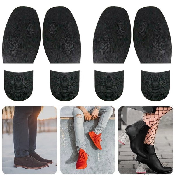 1 Pair Shoe Soles Heels Repair Slip Grip Rubber Pads DIY Anti-Slip Insoles Black