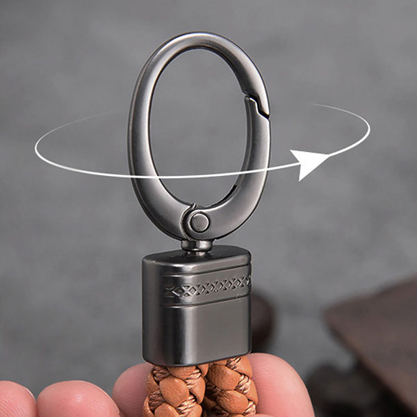 2PCS Hand-Woven Metal Leather Key Chain Ring Keyfob Car Keyring Keychain Gift AU