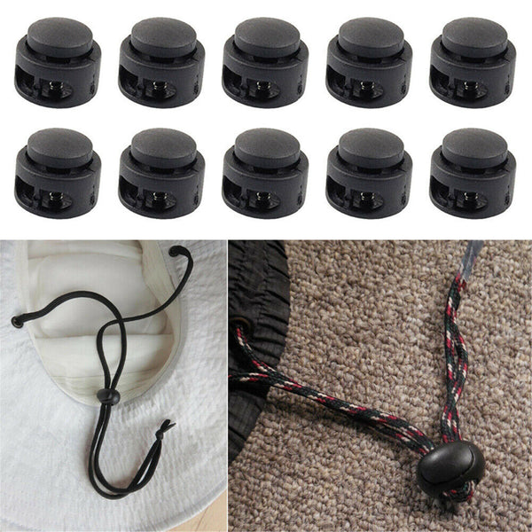UP 200X Double Hole Toggle Cord Stopper Lock End Drawstring Spring Loaded Holes