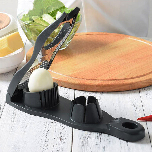2 in 1 Egg Cutter Stainless Steel Cutting Egg Slicer Slicing Gadgets Kitchen AU