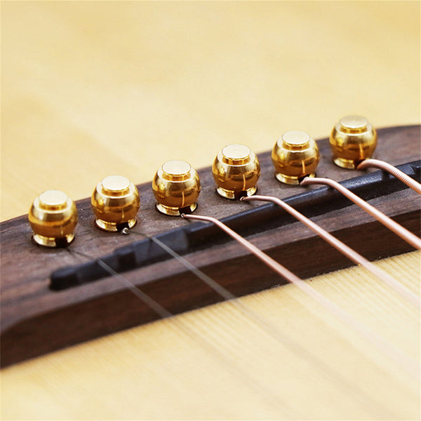 6PCS Guitar Bridge Pins Metal String End Peg Acoustic Gold Brass+Puller Remover