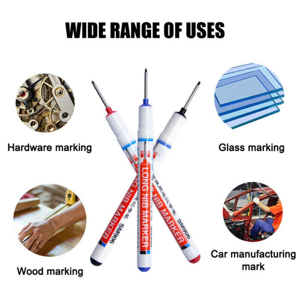 12Pcs Long Head Deep Hole Long Nosed Marker Multifunction Deep Drill Hol Marker